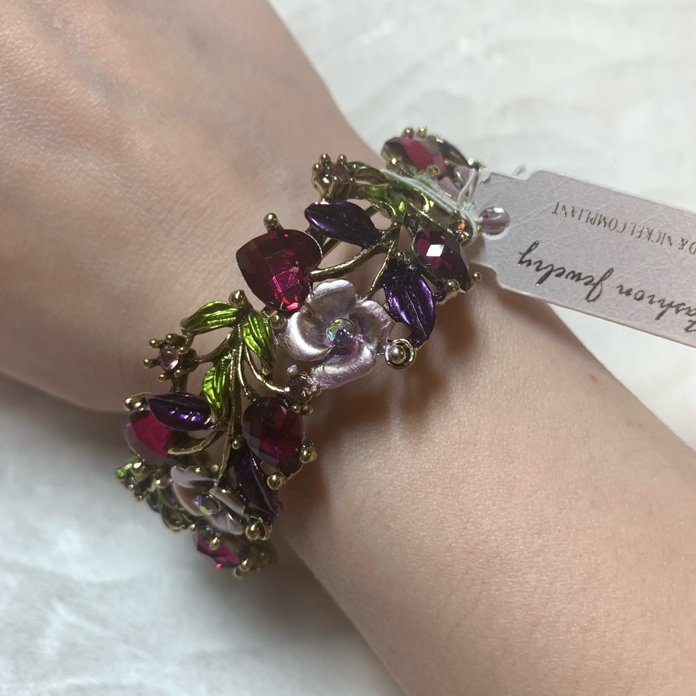 Multicolored Floral Cuff Bracelet - Picture 2 of 4